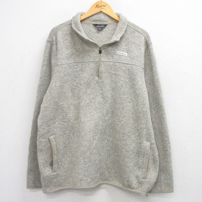【50%OFF】エディーバウアー ハーフジップフリースジャケット グレー XL | 古着
