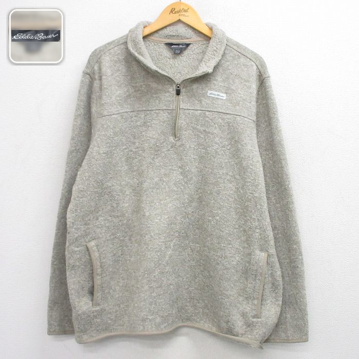 【50%OFF】エディーバウアー ハーフジップフリースジャケット グレー XL | 古着