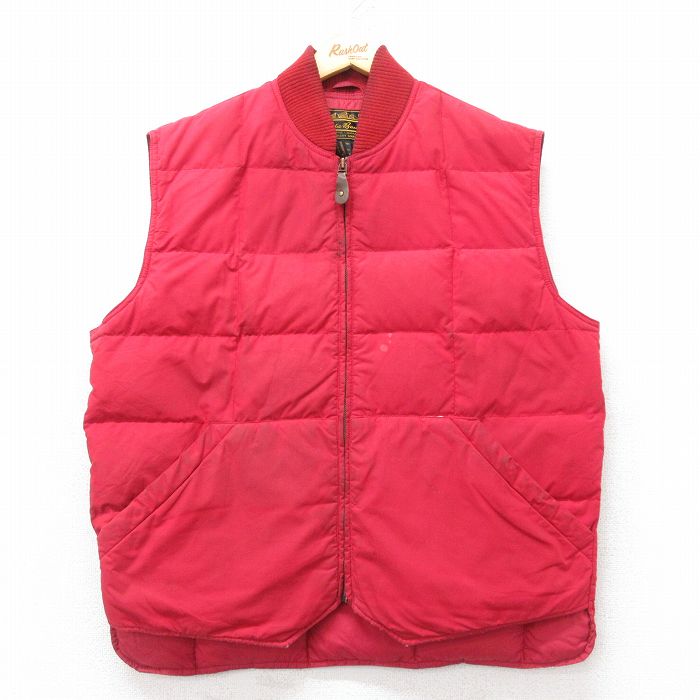 L★古着 エディーバウアー キルティング ダウン ベスト メンズ 赤 25dec18