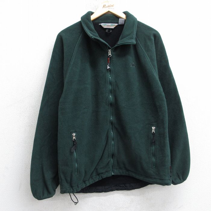 S★古着 EMS 長袖 フリース ジャケット メンズ 90年代 90s ワンポイントロゴ ラグラン ポーラテック 緑【spe】 25dec20