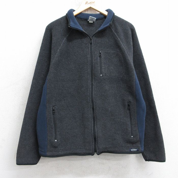 M★古着 オールドネイビー OLD NAVY 長袖 フリース ジャケット メンズ 00年代 00s ラグラン ツートンカラー 濃グレー 25dec20