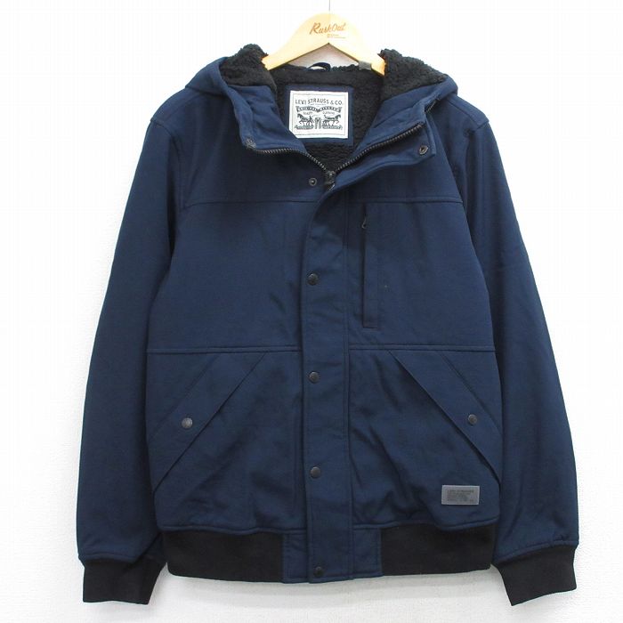 M★古着 リーバイス Levis 長袖 ジャケット パーカー メンズ 紺 内側ボア 25dec22