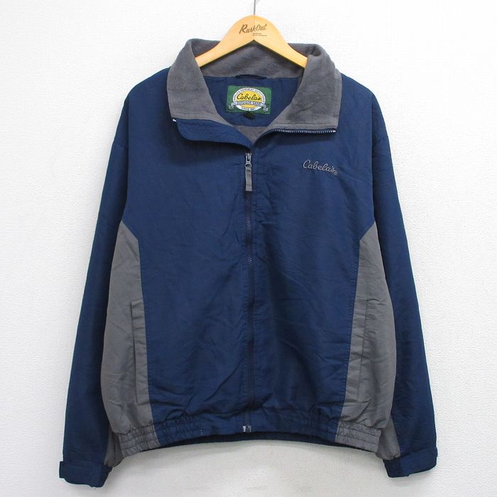 XL★古着 カベラス 長袖 ジャケット メンズ 00年代 00s ワンポイントロゴ 紺他 内側フリース 25dec22