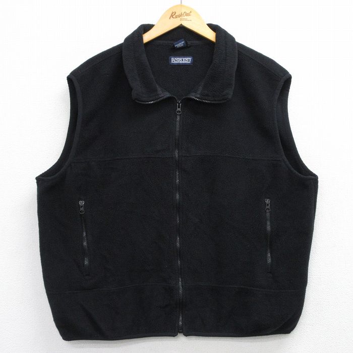 XL★古着 ランズエンド フリース ベスト メンズ 90年代 90s USA製 黒 25dec22