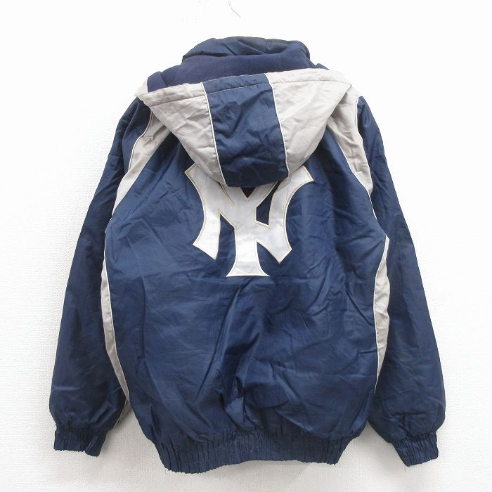 XL★古着 長袖 ジャケット パーカー メンズ 00年代 00s MLB ニューヨークヤンキース 刺繍 ラグラン 紺 メジャーリーグ ベースボール 野球 25dec24