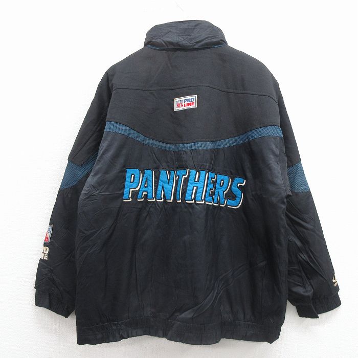 XL★古着 長袖 ナイロン ジャケット メンズ 00年代 00s NFL カロライナパンサーズ 刺繍 黒 アメフト スーパーボウル 25dec24