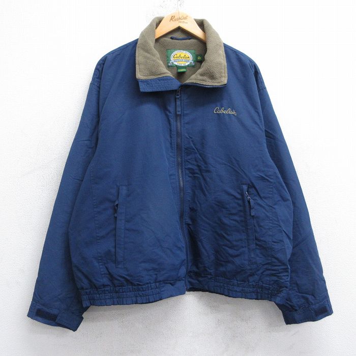 XL★古着 カベラス 長袖 ジャケット メンズ 00年代 00s ワンポイントロゴ 紺 内側フリース 25dec26