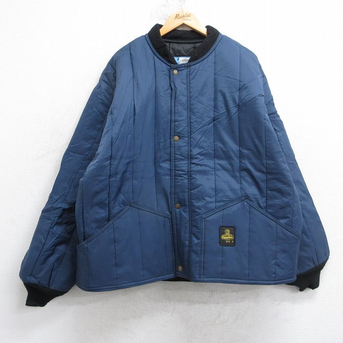XL★古着 長袖 ナイロン キ ジャケット メンズ リップストップ 大きいサイズ 紺 25dec26
