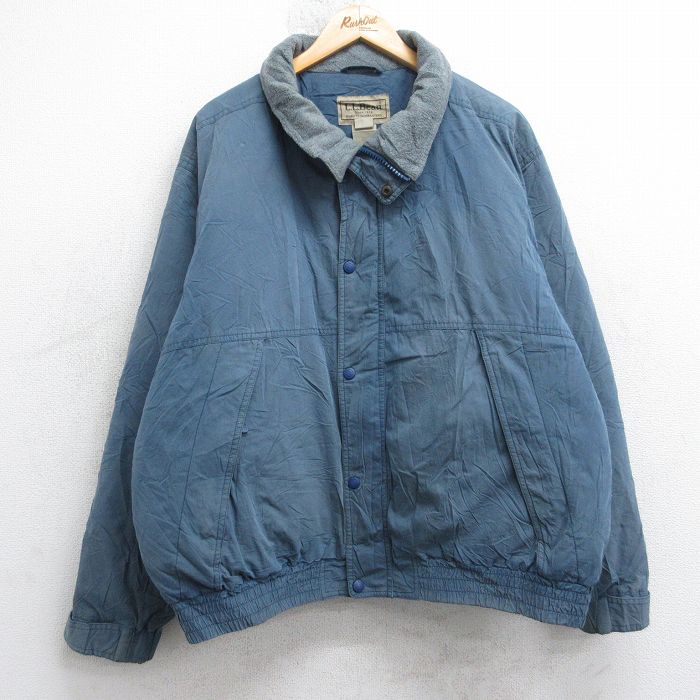 XL★古着 エルエルビーン 長袖 ダウン ジャケット メンズ 00年代 00s 襟フリース 大きいサイズ 薄紺【spe】 25dec26