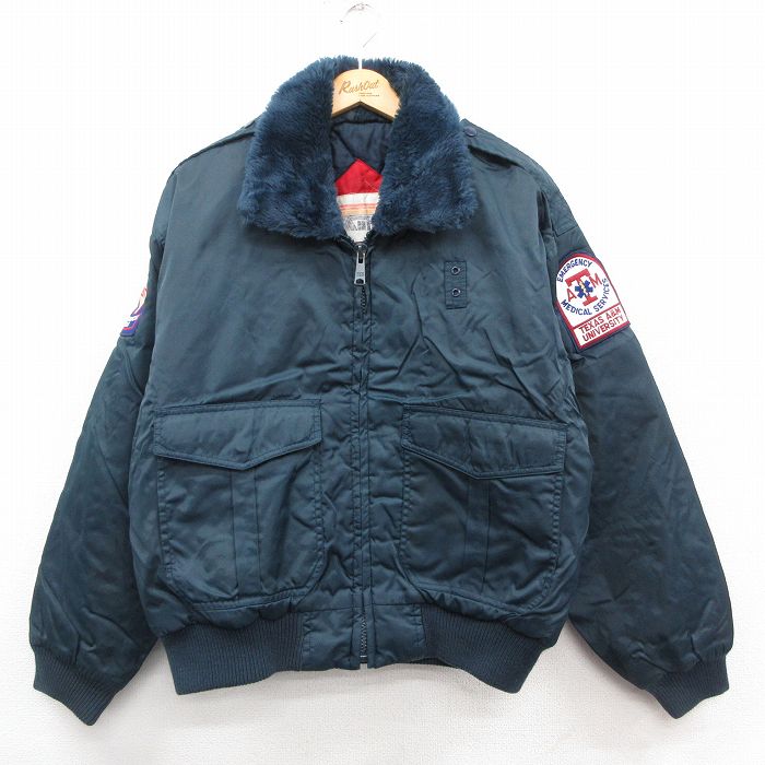 ナイロン 80s 長袖ジャケット ワッペン ネイビー XL | 古着