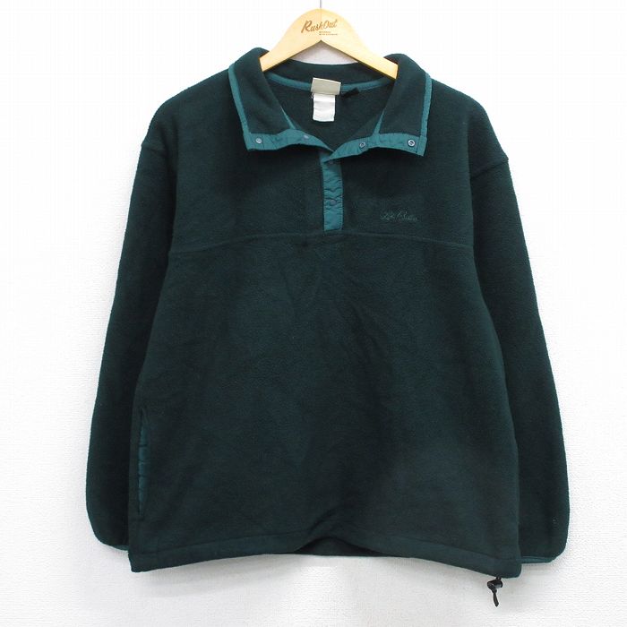 M★古着 エルエルビーン 長袖 フリース ジャケット スナップT メンズ 90年代 90s ワンポイントロゴ 濃緑 25dec29