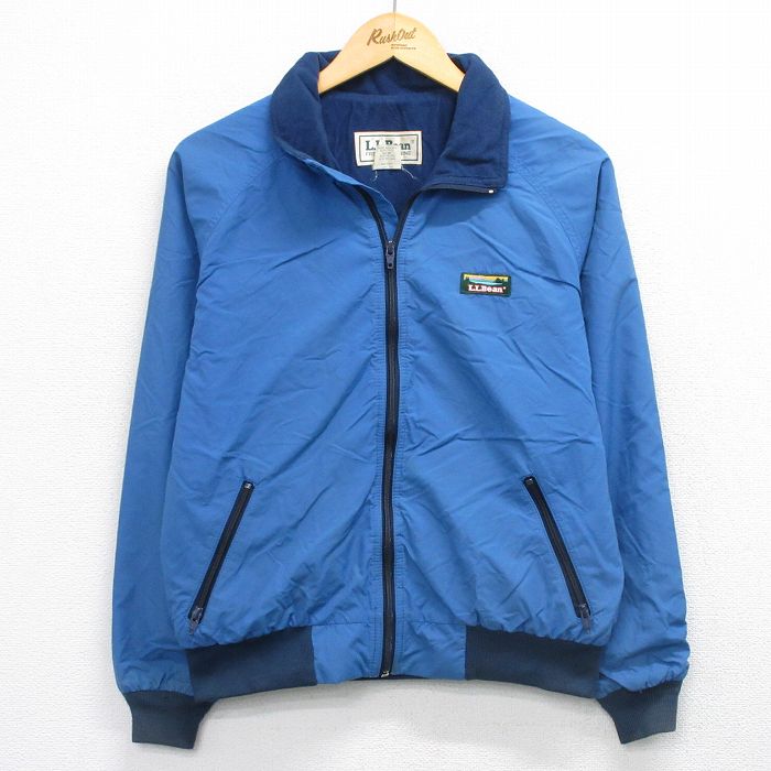 M★古着 エルエルビーン 長袖 ナイロン ジャケット レディース 80年代 80s ワンポイントロゴ ラグラン USA製 薄紺 25dec29