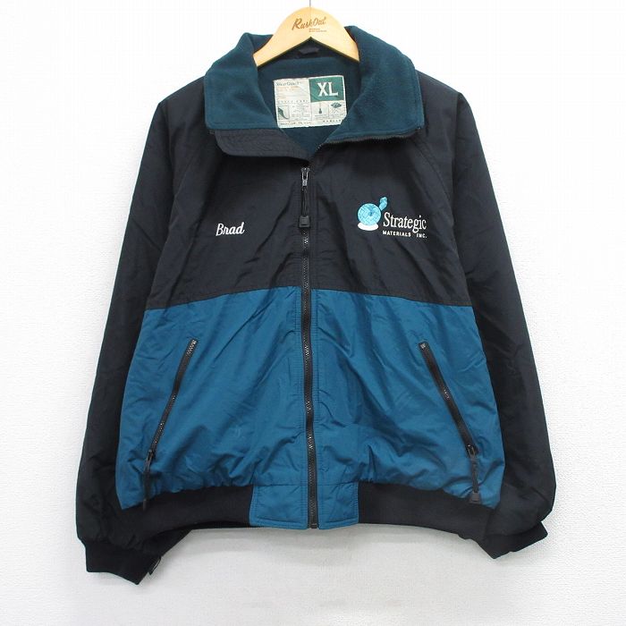 XL★古着 Wear Guard 長袖 ナイロン ジャケット メンズ 00年代 00s Strategic 大きいサイズ 黒他 内側フリース 25dec29