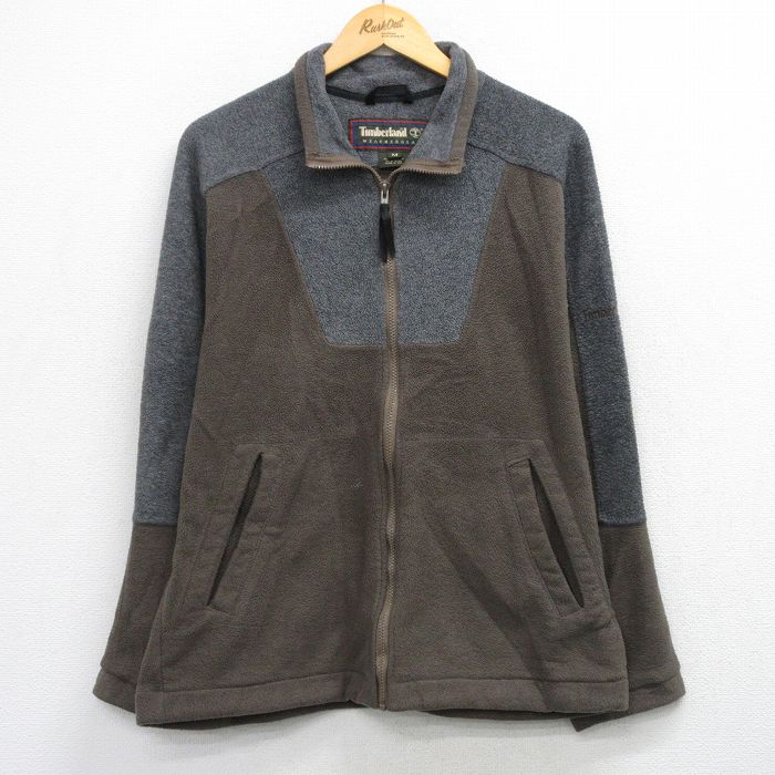 L★古着 ティンバーランド 長袖 フリース ジャケット メンズ 90年代 90s ツートンカラー USA製 こげ茶他 25dec29