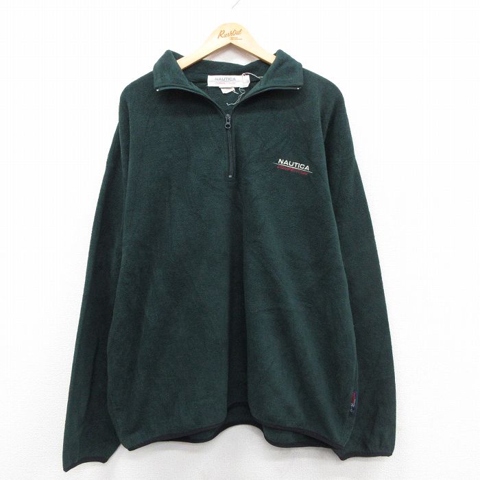 ノーティカ 90s ハーフジップフリースジャケット ワンポイントロゴ グリーン XL | 古着