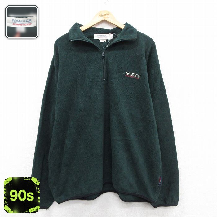 ノーティカ 90s ハーフジップフリースジャケット ワンポイントロゴ グリーン XL | 古着