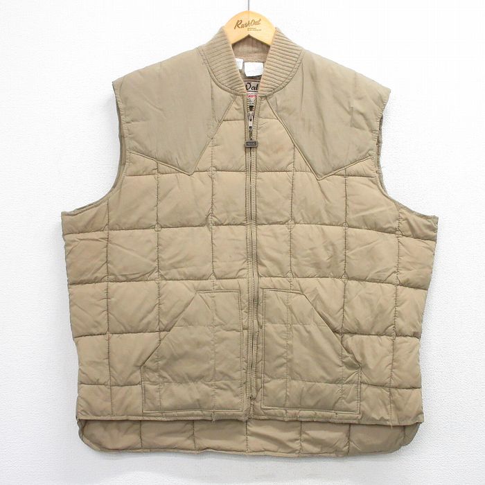 XL★古着 ウォールズ ナイロン キルティング ベスト メンズ 90年代 90s USA製 ベージュ 26jan14