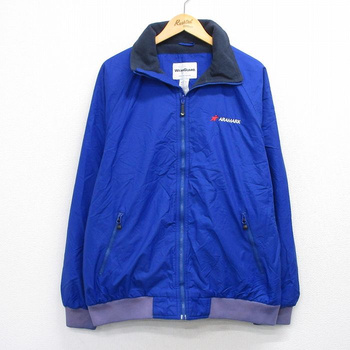 XL★古着 Wear Guard 長袖 ナイロン ジャケット メンズ 00年代 00s ARAMARK ラグラン 青他 内側フリース 26jan14