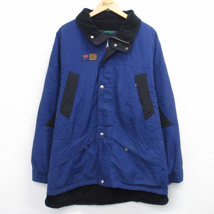 フィラ 90s ナイロンジャケット ワンポイントロゴ ネイビー XL | 古着
