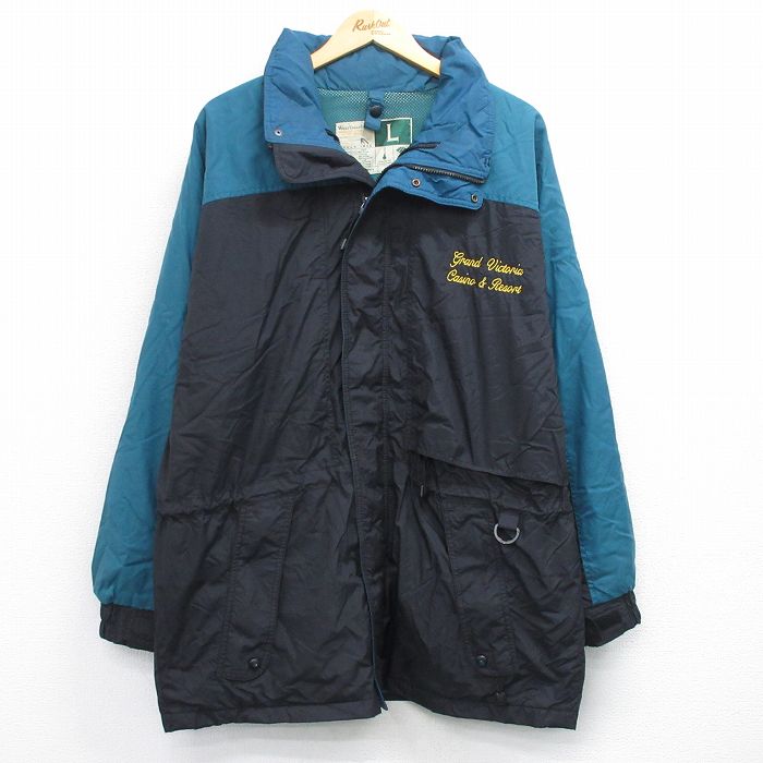 XL★古着 Wear Guard 長袖 ナイロン ジャケット メンズ 00年代 00s grand 大きいサイズ 黒他 26jan14