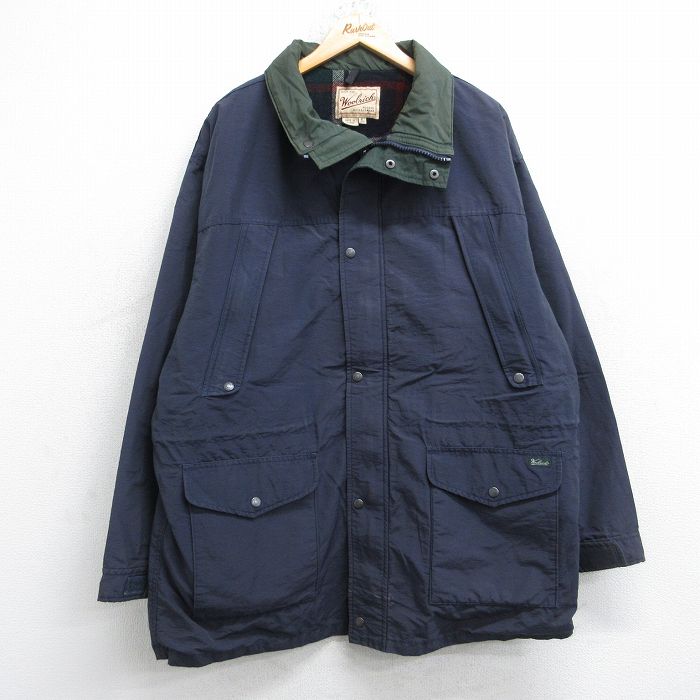 XL★古着 ウールリッチ 長袖 マウンテン ジャケット メンズ 00年代 00s ロング丈 紺 内側ウール 26jan16