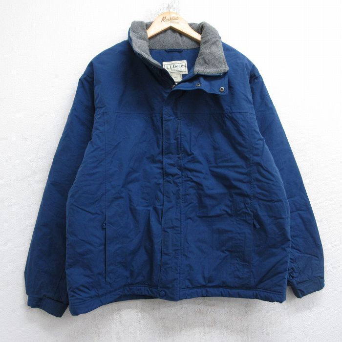 L★古着 エルエルビーン 長袖 ナイロン ジャケット メンズ 00年代 00s 紺 内側フリース 26jan16