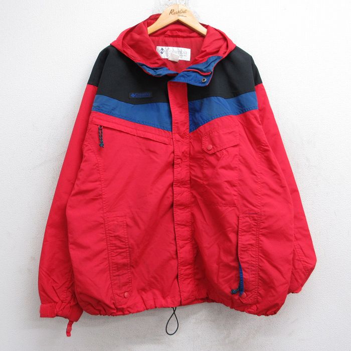 XL★古着 コロンビア 長袖 ナイロン マウンテン ジャケット パーカー メンズ 90年代 90s 赤他 26jan16