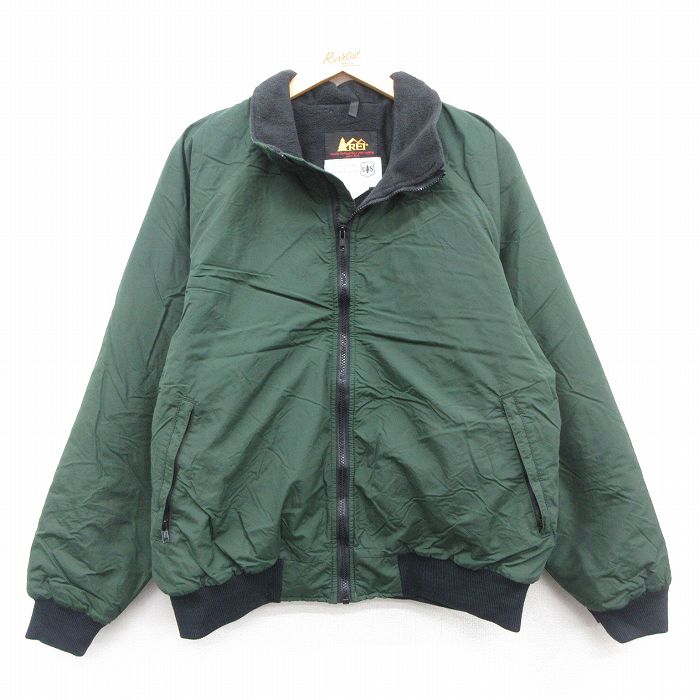 XL★古着 アールイーアイ REI 長袖 ナイロン ジャケット メンズ 90年代 90s ラグラン 緑 内側フリース【spe】 26jan19