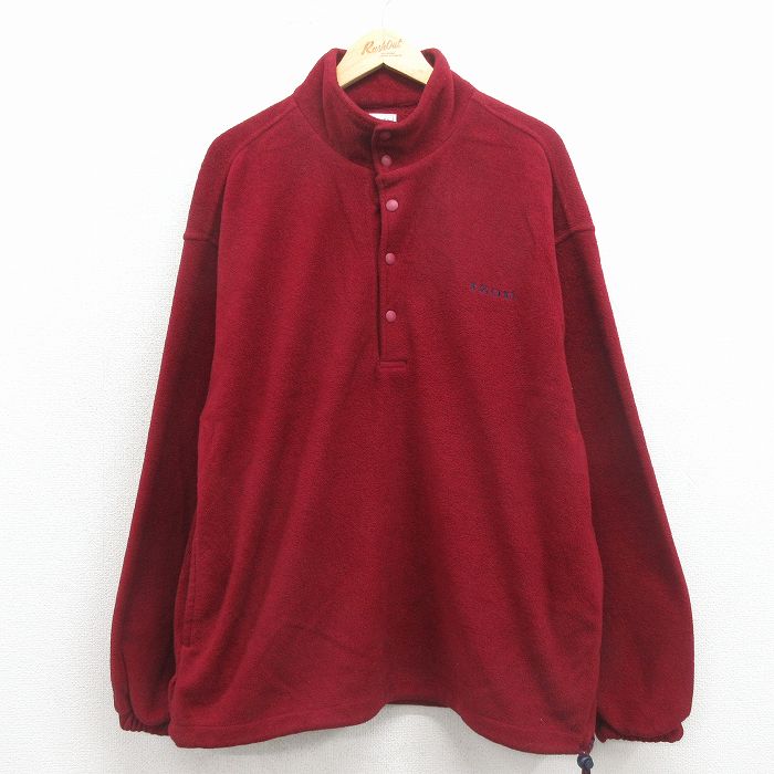 IZOD 90s フリースジャケット ワンポイントロゴ バーガンディ L | 古着