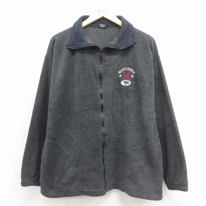 M★古着 長袖 フリース ジャケット メンズ 90年代 90s M グレー 霜降り 26jan24