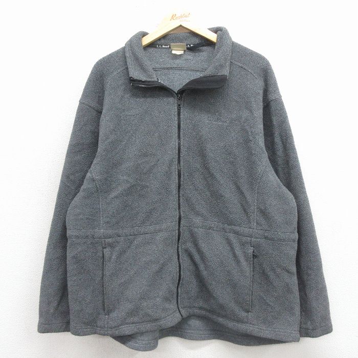 L★古着 エルエルビーン 長袖 フリース ジャケット メンズ 90年代 90s ワンポイントロゴ グレー 霜降り【spe】 26jan24