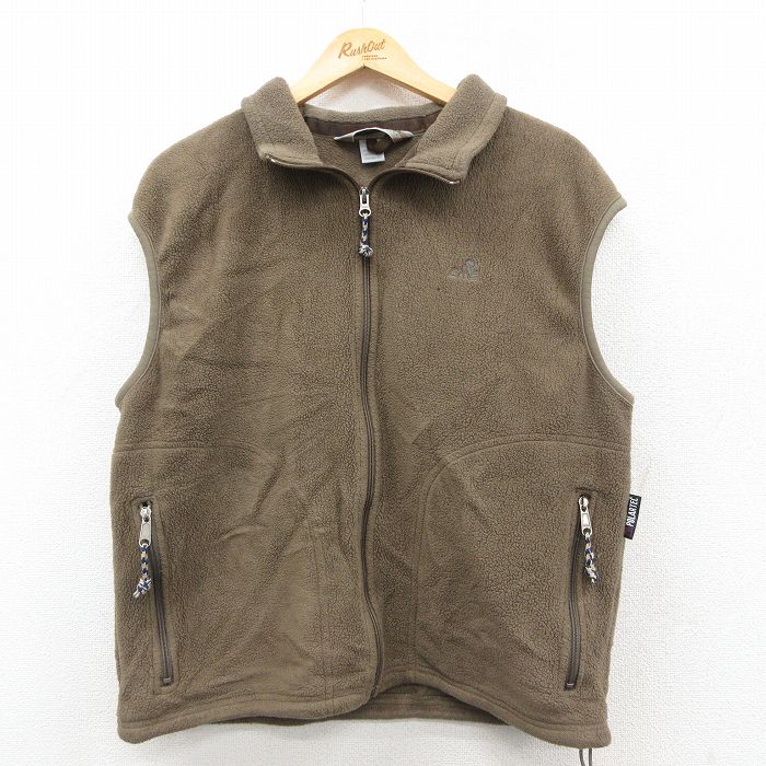 EMS 90s フリースベスト ワンポイントロゴ ブラウン L | 古着