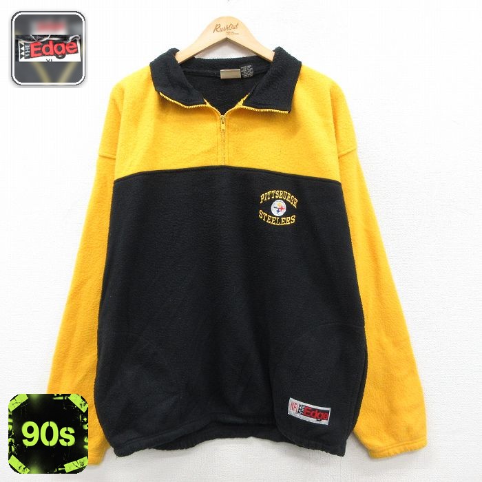 【50%OFF】90s ハーフジップフリースジャケット ピッツバーグスティーラーズ イエロー XL | 古着