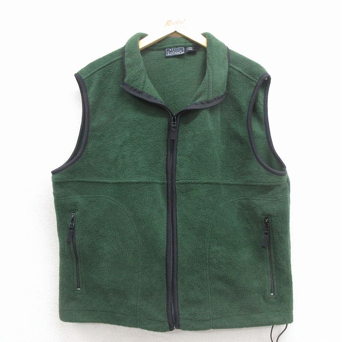 L★古着 ベーシックエディションズ フリース ベスト メンズ 90年代 90s 濃緑 26jan29