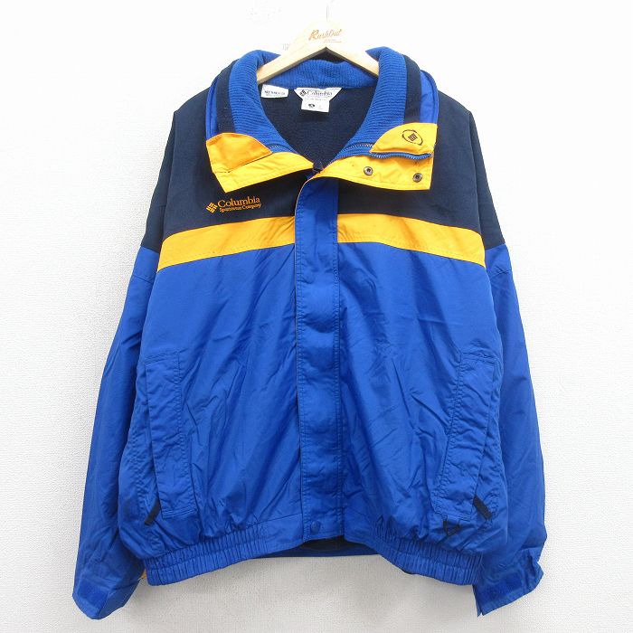 XL★古着 コロンビア 長袖 ナイロン ジャケット メンズ 00年代 00s ワンポイントロゴ バガブー 大きいサイズ 青 内側フリース 26jan29