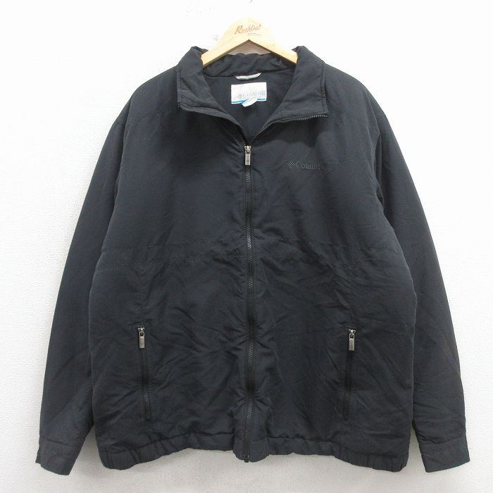 XL★古着 コロンビア 長袖 ジャケット メンズ ワンポイントロゴ 大きいサイズ 黒 内側フリース 26jan29