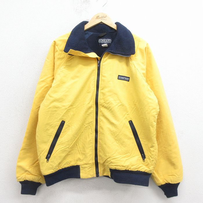XL★古着 ランズエンド 長袖 ジャケット メンズ 90年代 90s ラグラン 黄 内側フリース【spe】 26jan29