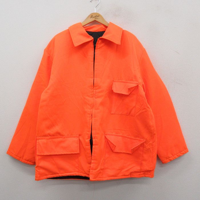 90s 長袖ジャケット 内側キルティング オレンジ XL | 古着