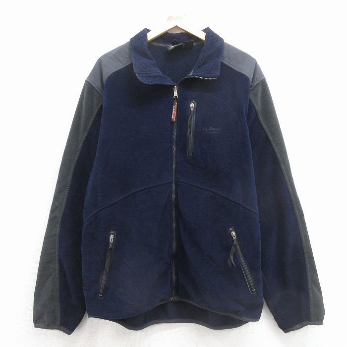 【20%OFF】エルエルビーン 00s 長袖フリースジャケット ワンポイントロゴ ネイビー L | 古着