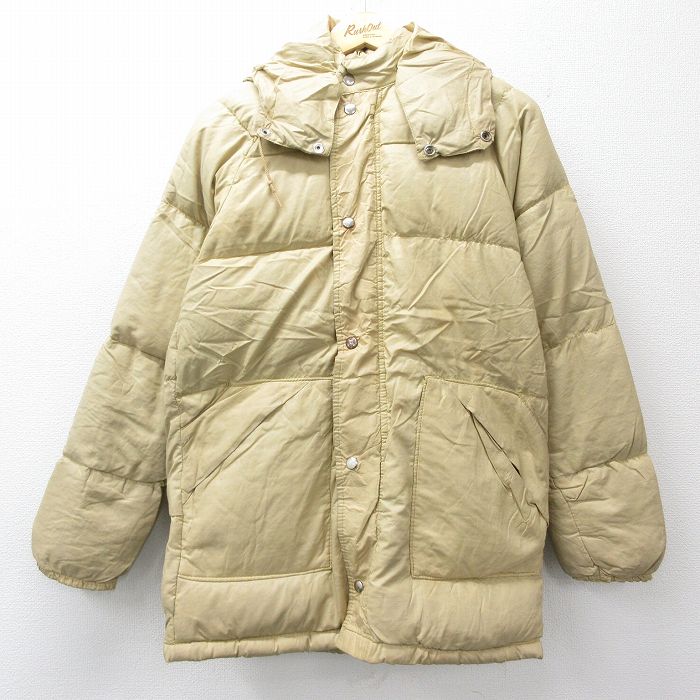 S★古着 アバクロンビー 長袖 ダウン ジャケット パーカー メンズ 70年代 70s リップストップ ラグラン USA製 薄ベージュ【spe】 26feb17