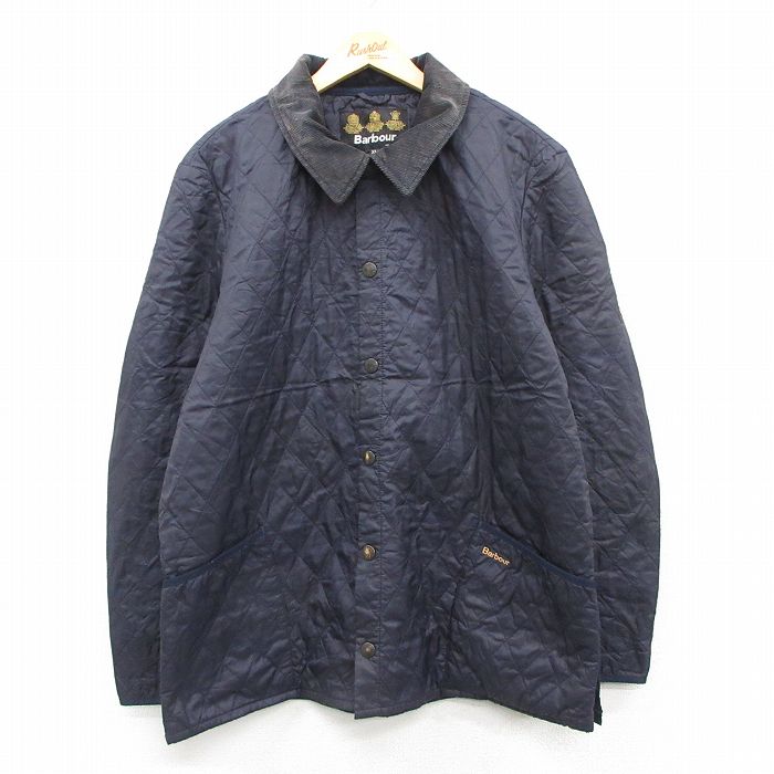 L★古着 バブアー 長袖 キルティング ジャケット メンズ ワンポイントロゴ 黒【spe】 26feb17