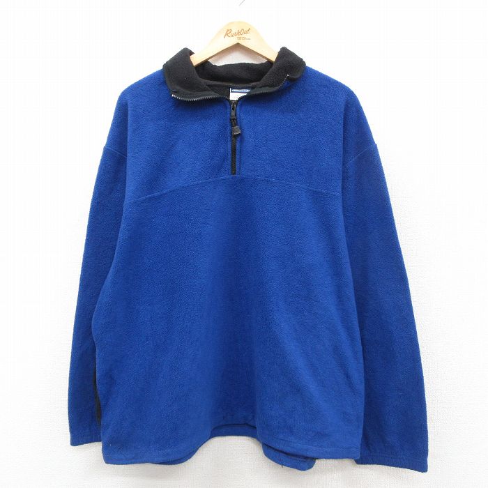 90s ハーフジップフリースジャケット ブルー XL | 古着