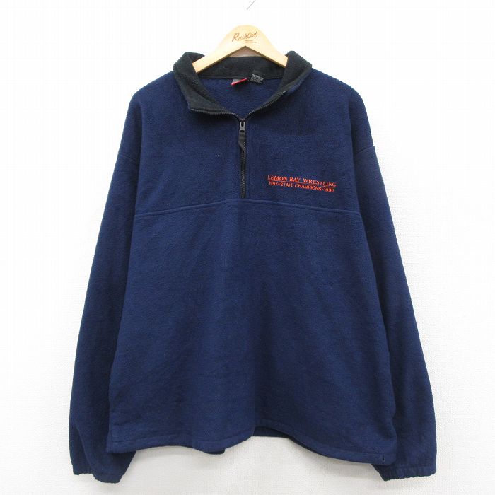 ハーフジップフリースジャケット LEMON ネイビー XL | 古着