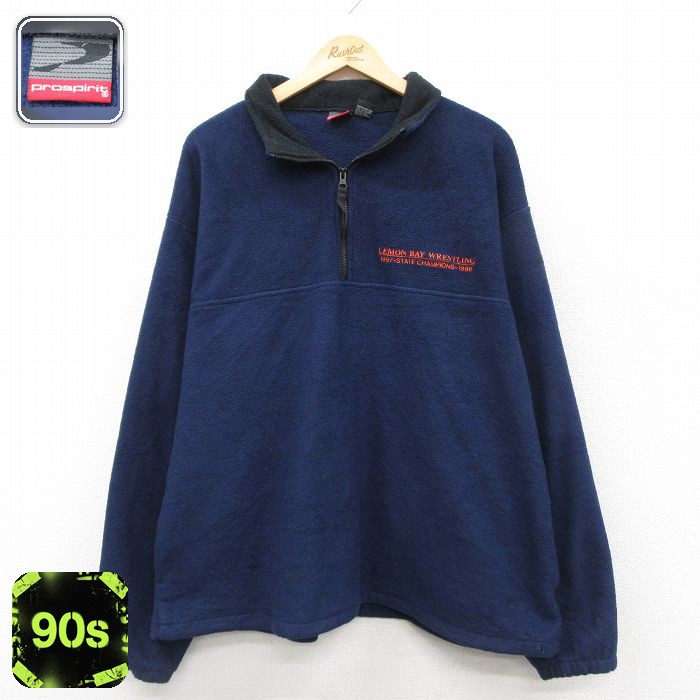 ハーフジップフリースジャケット LEMON ネイビー XL | 古着