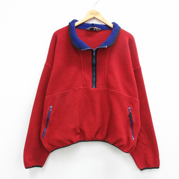 EMS 90s ハーフジップフリースジャケット レッド XL | 古着