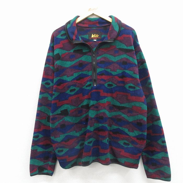 XL★古着 アールイーアイ 長袖 ハーフジップ フリース ジャケット メンズ エンジ他【spe】 26feb26
