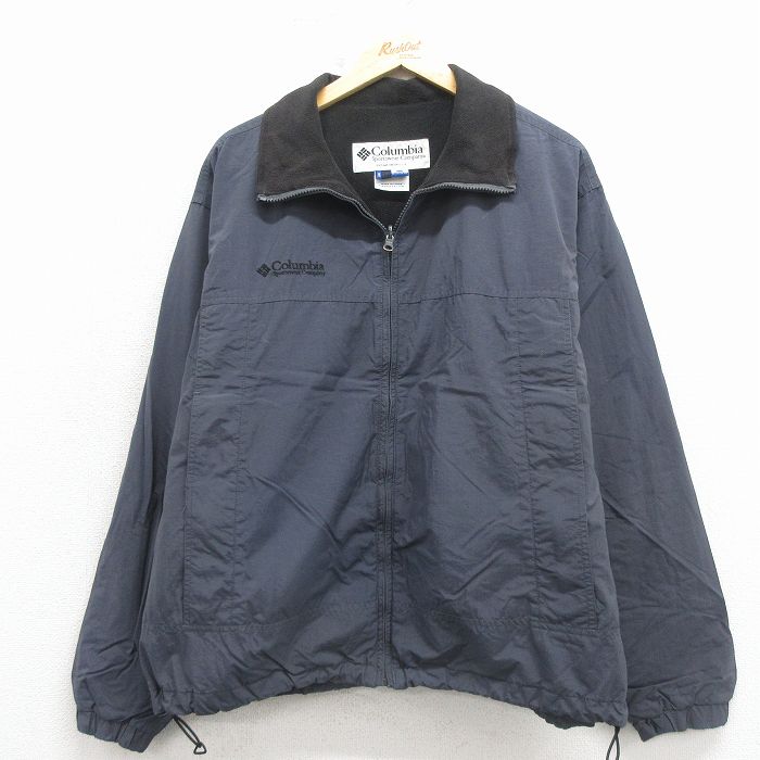 XL★古着 コロンビア 長袖 ナイロン ジャケット メンズ 00年代 00s ワンポイントロゴ 濃グレー 26feb26