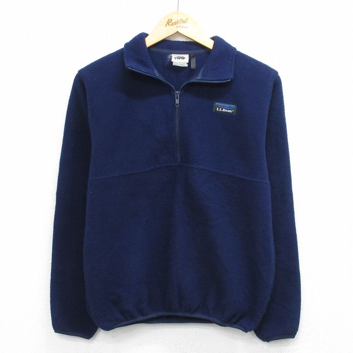 S★古着 エルエルビーン 長袖 ハーフジップ フリース ジャケット メンズ 90年代 90s ワンポイントロゴ 紺【spe】 26mar12