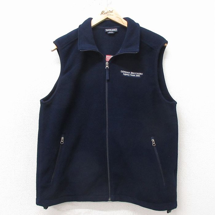 M★古着 ランズエンド フリース ベスト メンズ 00年代 00s リーマンブラザーズ 紺【spe】 26apr23
