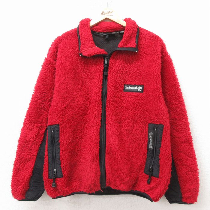 M★古着 ティンバーランド 長袖 フリース ジャケット メンズ 90年代 90s USA製 赤他 26apr23